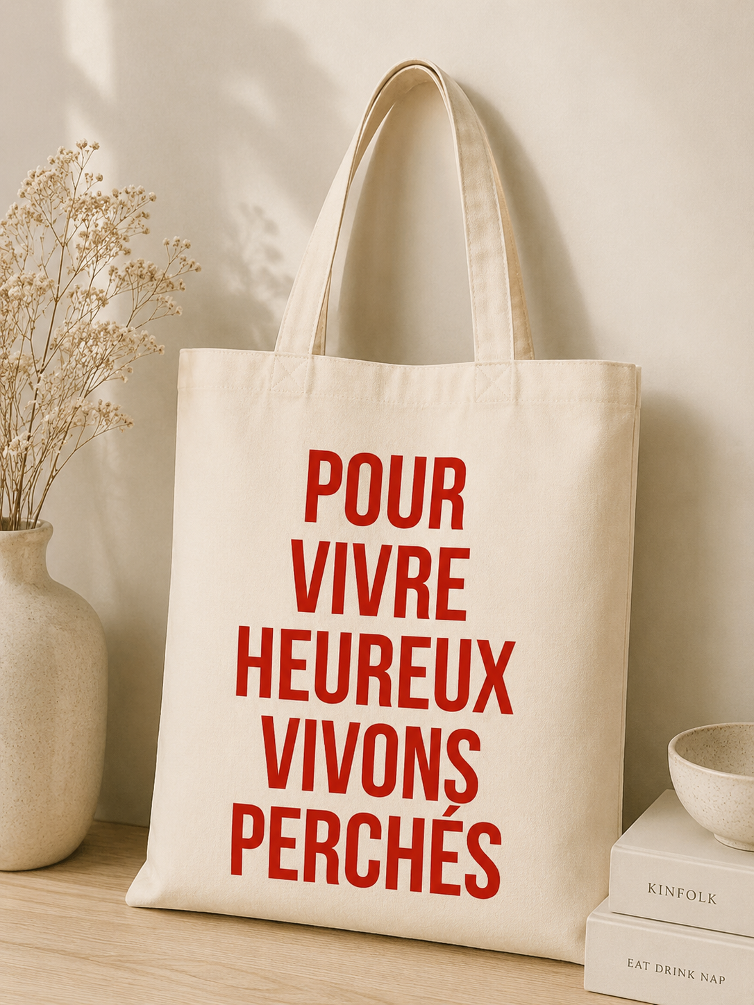 Tote Bag Pour vivre heureux, vivons perchés — photo principale