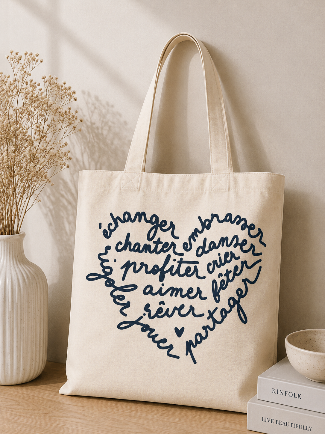 Tote Bag Cœur Mots d’Amour — photo principale