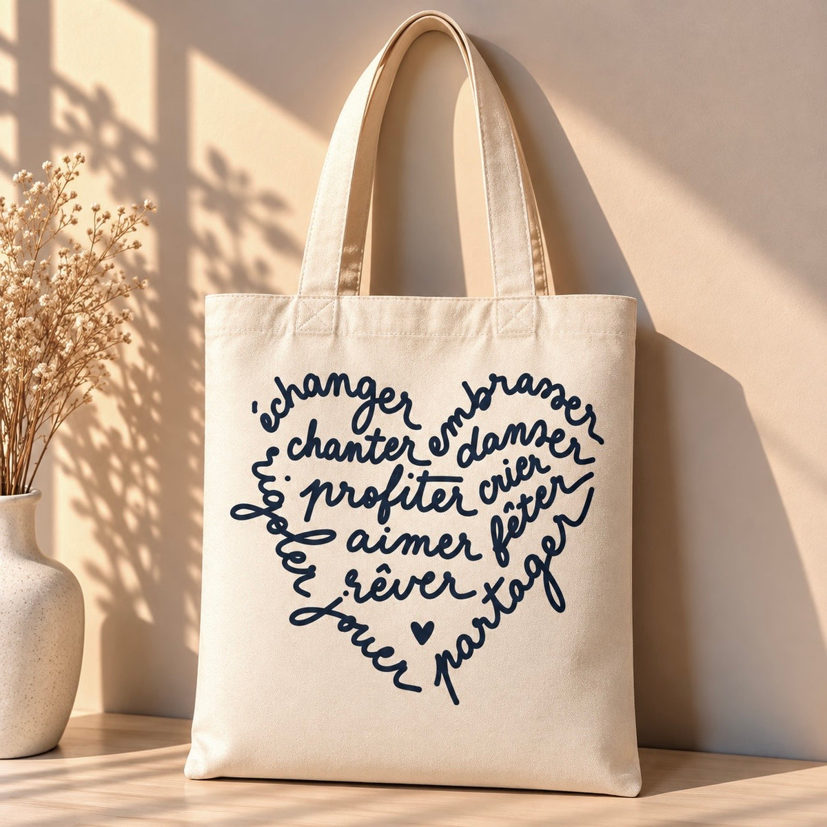 Tote Bag – Cœur Mots d’Amour
