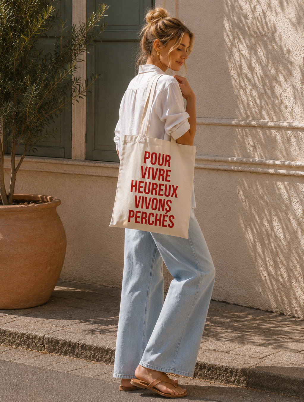 Tote Bag Pour vivre heureux, vivons perchés — photo complémentaire 1