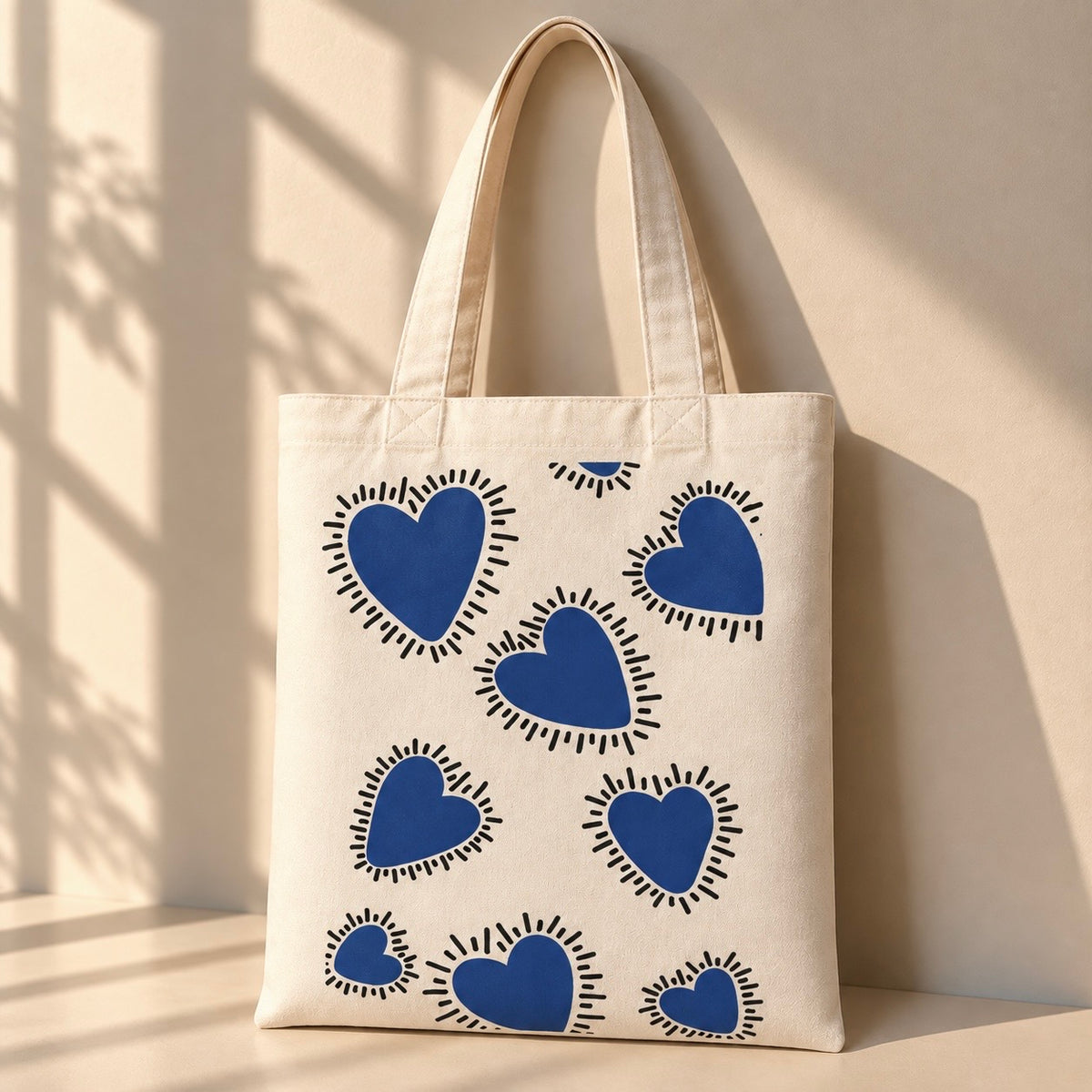 Tote Bag – Cœurs Bleus
